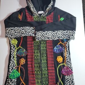 The Collection Royal Colorful Embroidered Women's Zippered Jacket Sz 2xl